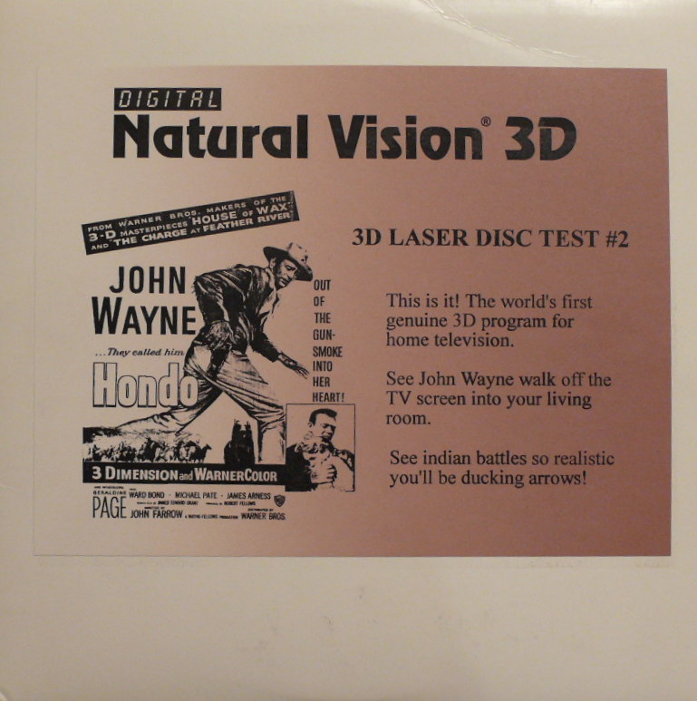 Pochette LASERDISC 3D Laser Disc Test #2: Hondo (1993) - Édition physique d'occasion à vendre