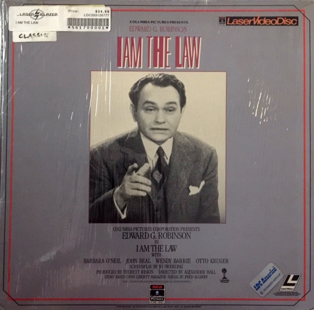Pochette LASERDISC I Am The Law (1938) - Édition physique d'occasion à vendre